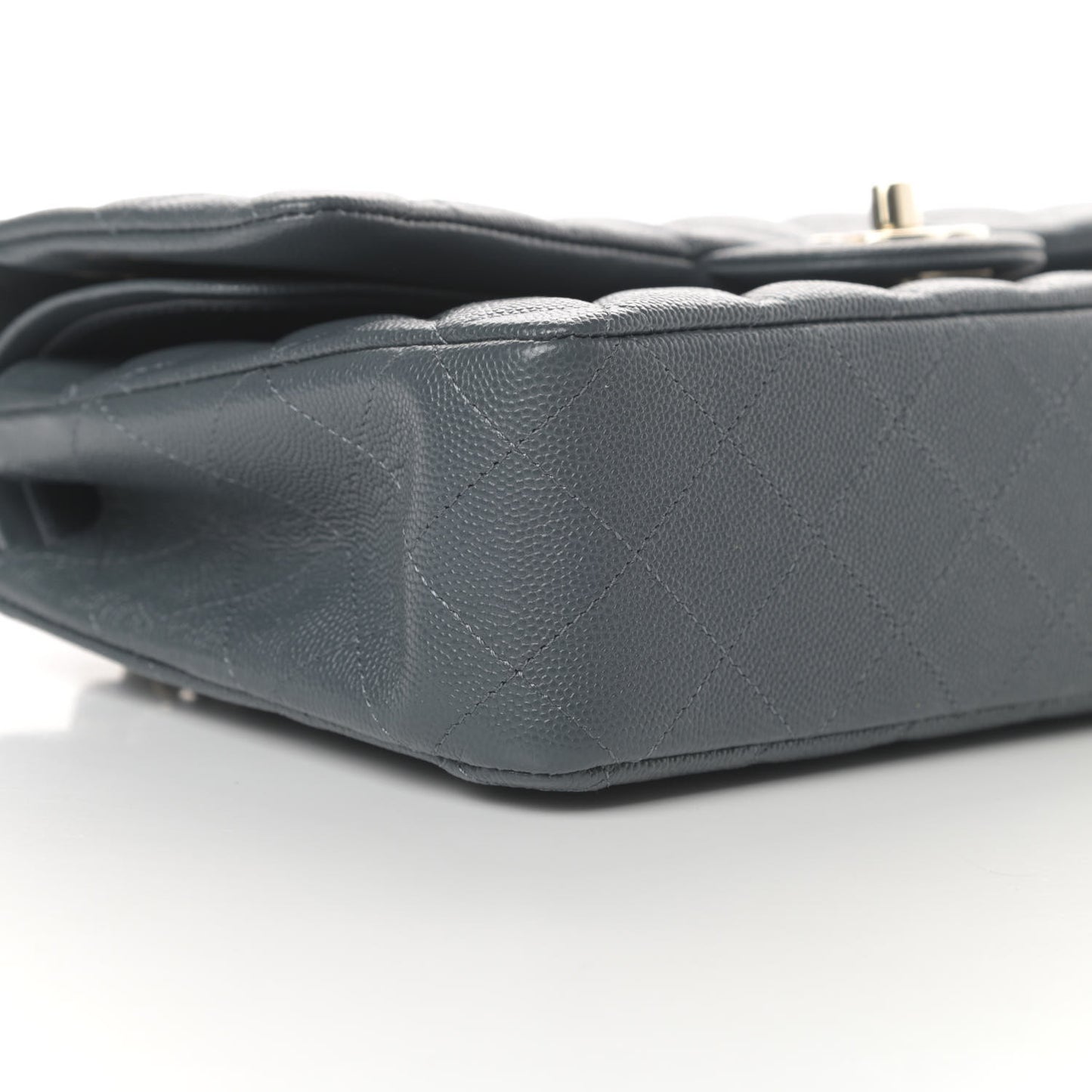 Caviar Quilted Medium Double Flap Dark Grey