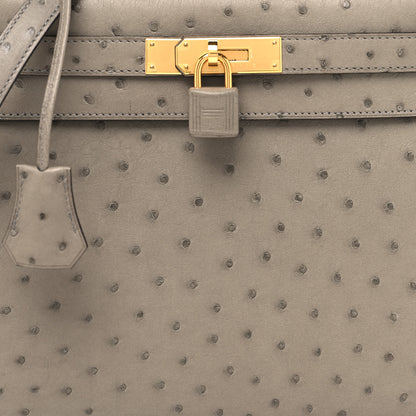 Hermes Ostrich Kelly Sellier 28 Gris Tourterelle 7 of 13