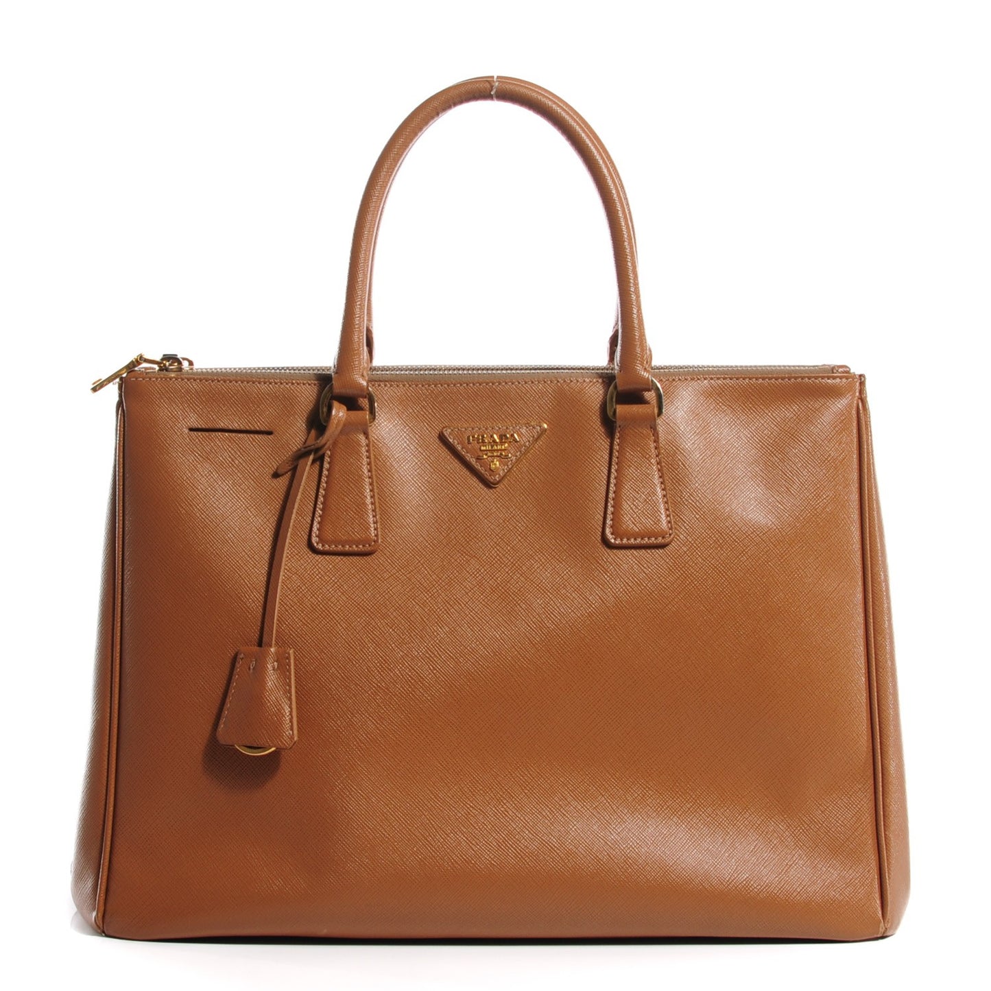 Saffiano Medium Galleria Double Zip Tote Caramel