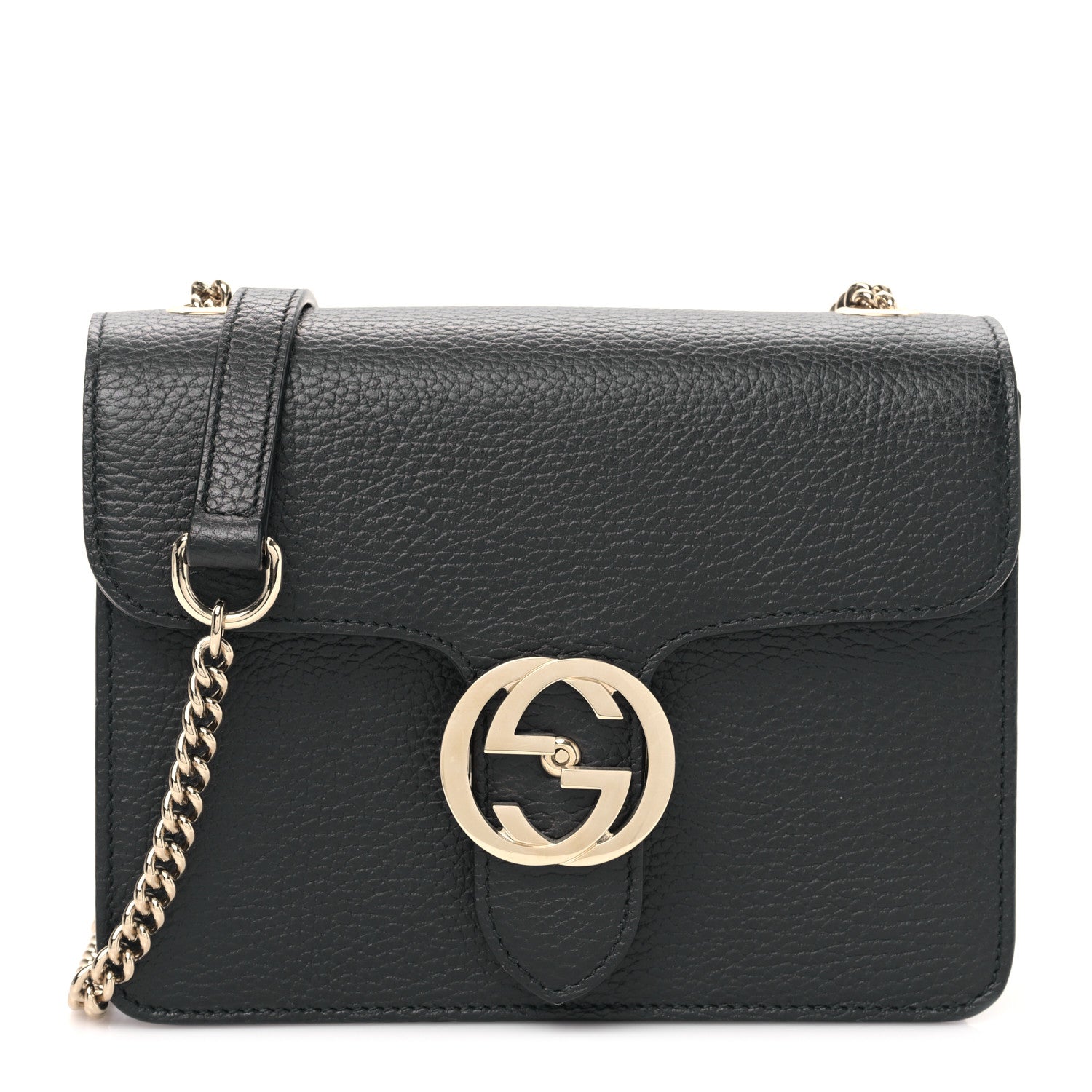 Gucci Dollar Calfskin Small Interlocking G Shoulder Bag Black 1 of 9