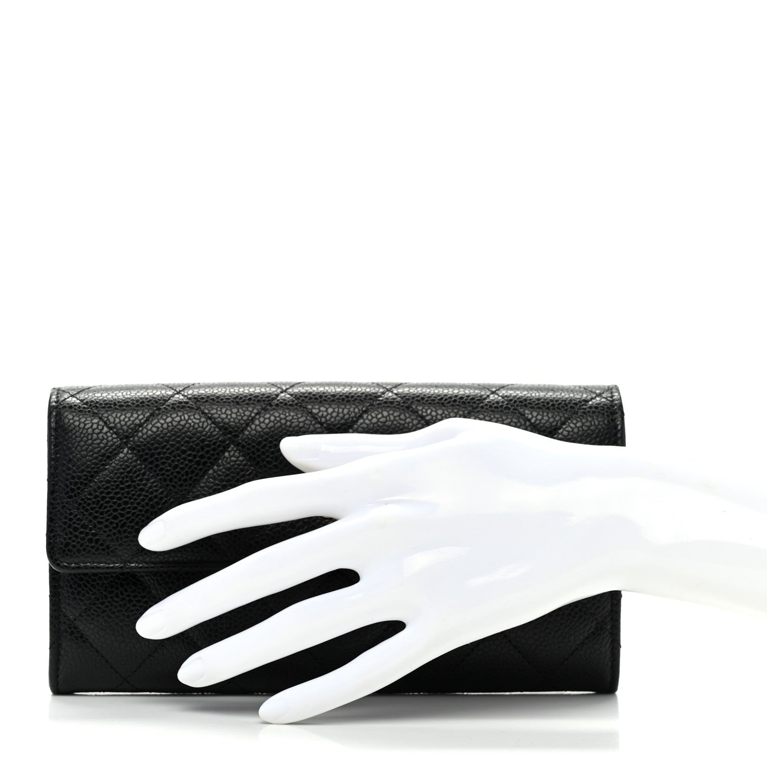 Chanel Caviar Quilted Large Gusset Flap Wallet Black 2 of 8