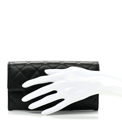 Chanel Caviar Quilted Large Gusset Flap Wallet Black 2 of 8