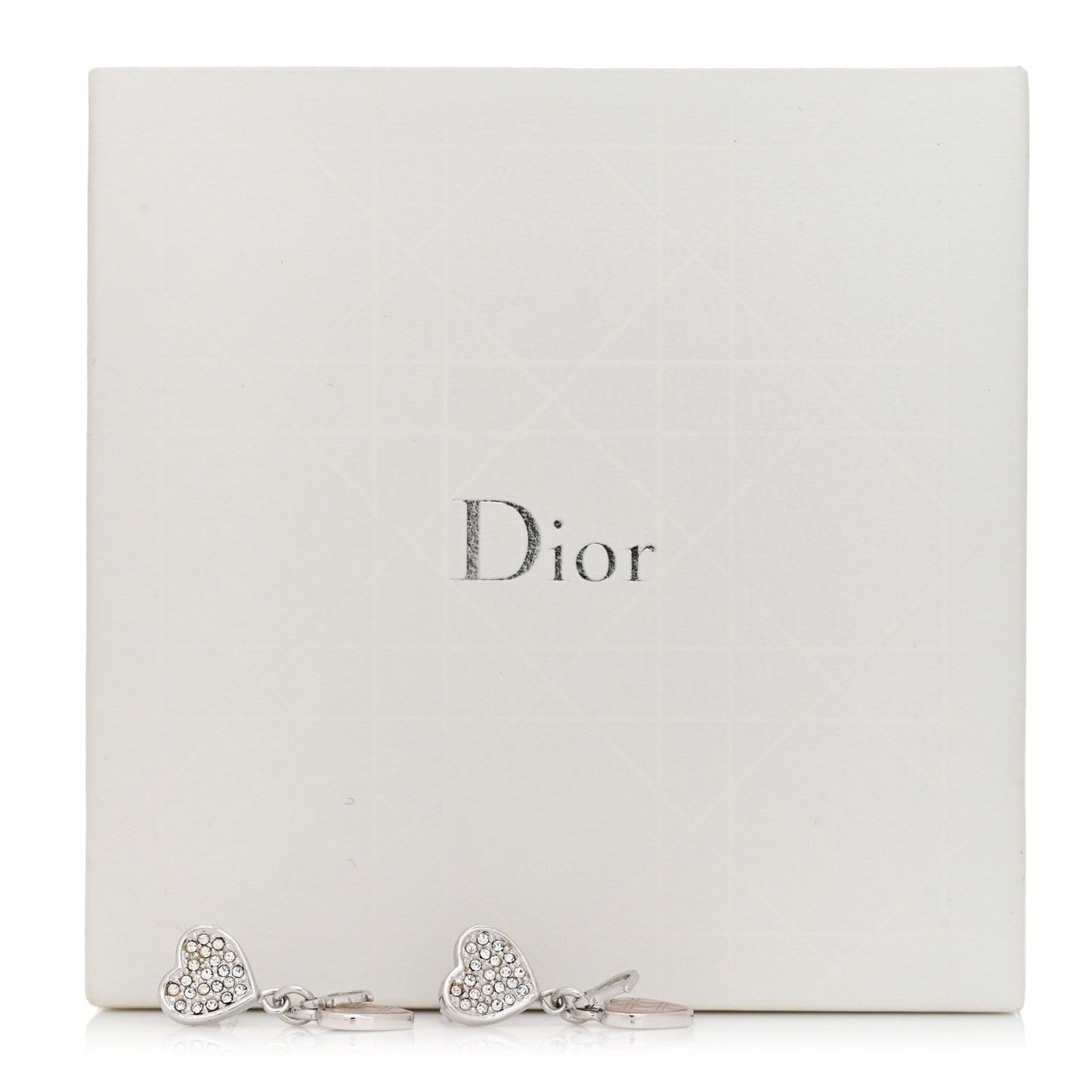 Crystal Cannage Heart Drop Earrings Silver