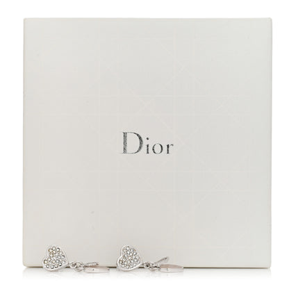 Christian Dior Crystal Cannage Heart Drop Earrings Silver 4 of 4