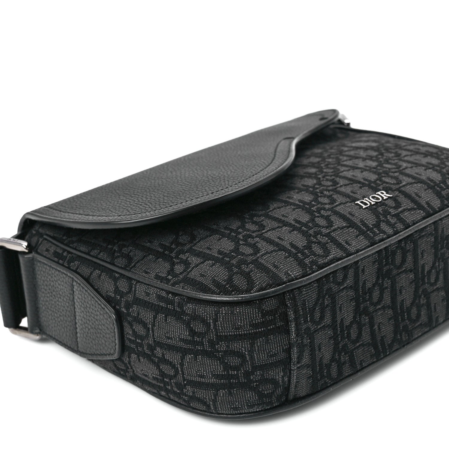 Christian Dior Grained Calfskin Oblique Mini Saddle Messenger Black 10 of 12