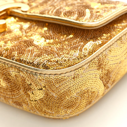Celine Sequin Triomphe Chain Shoulder Bag Gold 9 of 9