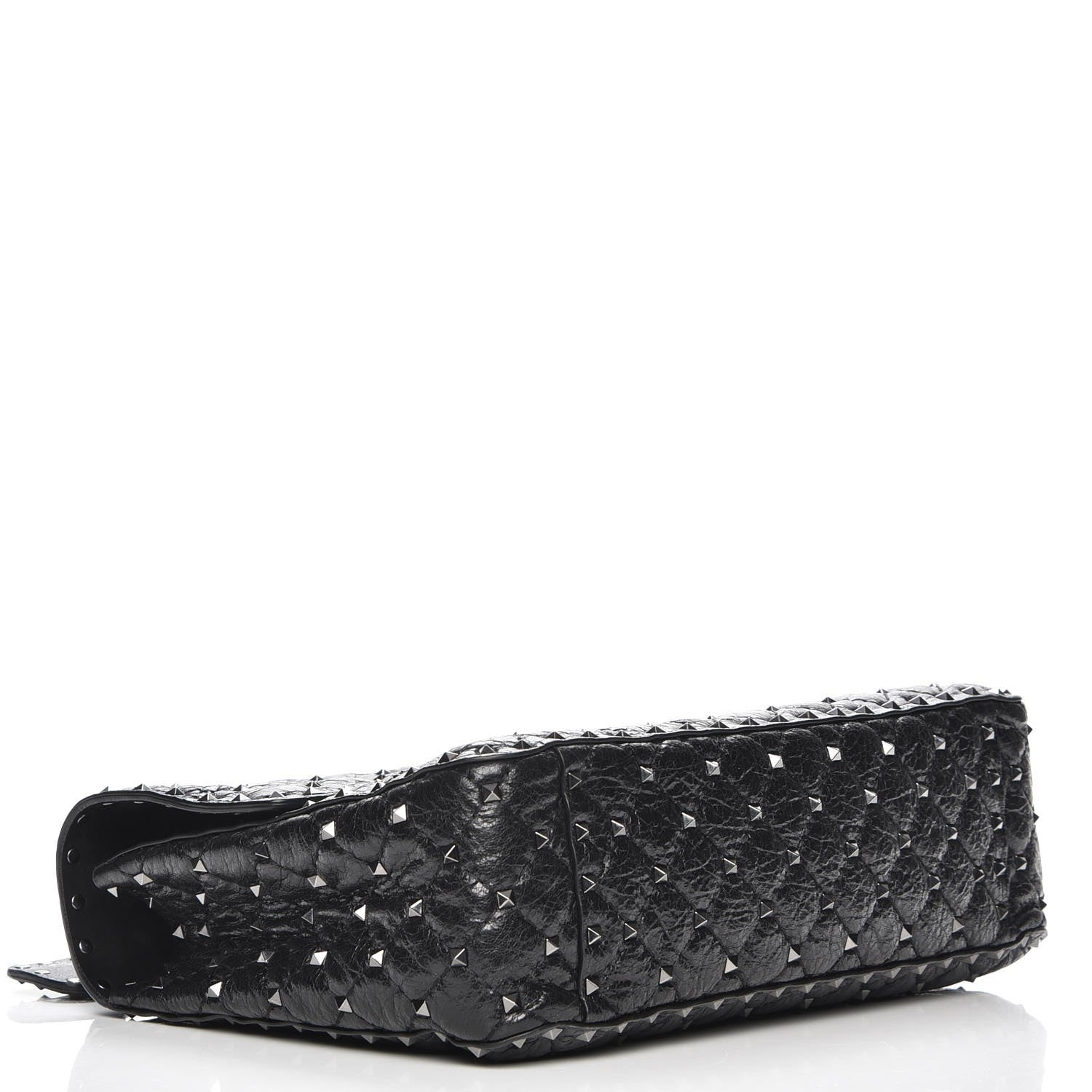 Valentino Garavani Craquele Nappa Large Rockstud Spike Shoulder Bag Nero Black 4 of 6
