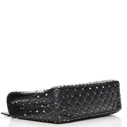 Valentino Garavani Craquele Nappa Large Rockstud Spike Shoulder Bag Nero Black 4 of 6