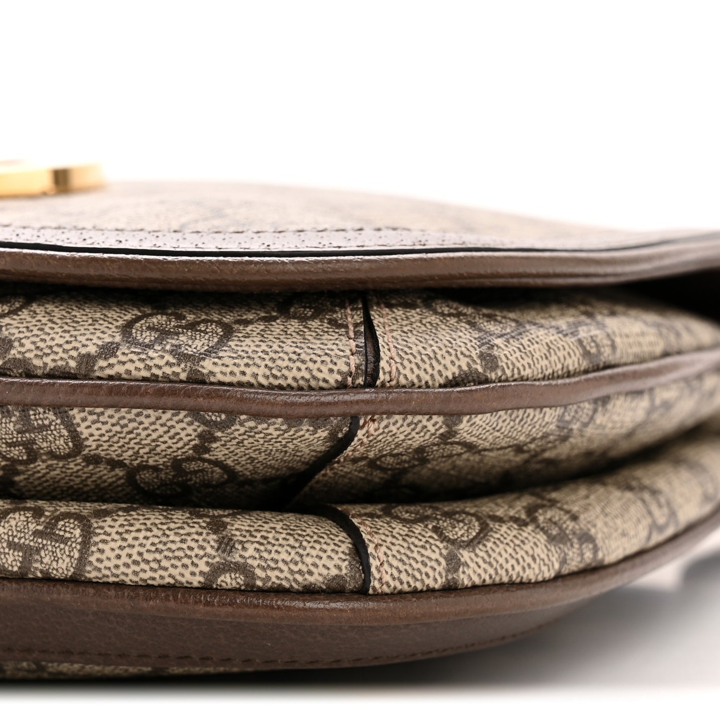 GG Supreme Monogram Textured Dollar Calfskin Web Medium Blondie Top Handle Shoulder Flap Bag Beige Ebony New Acero