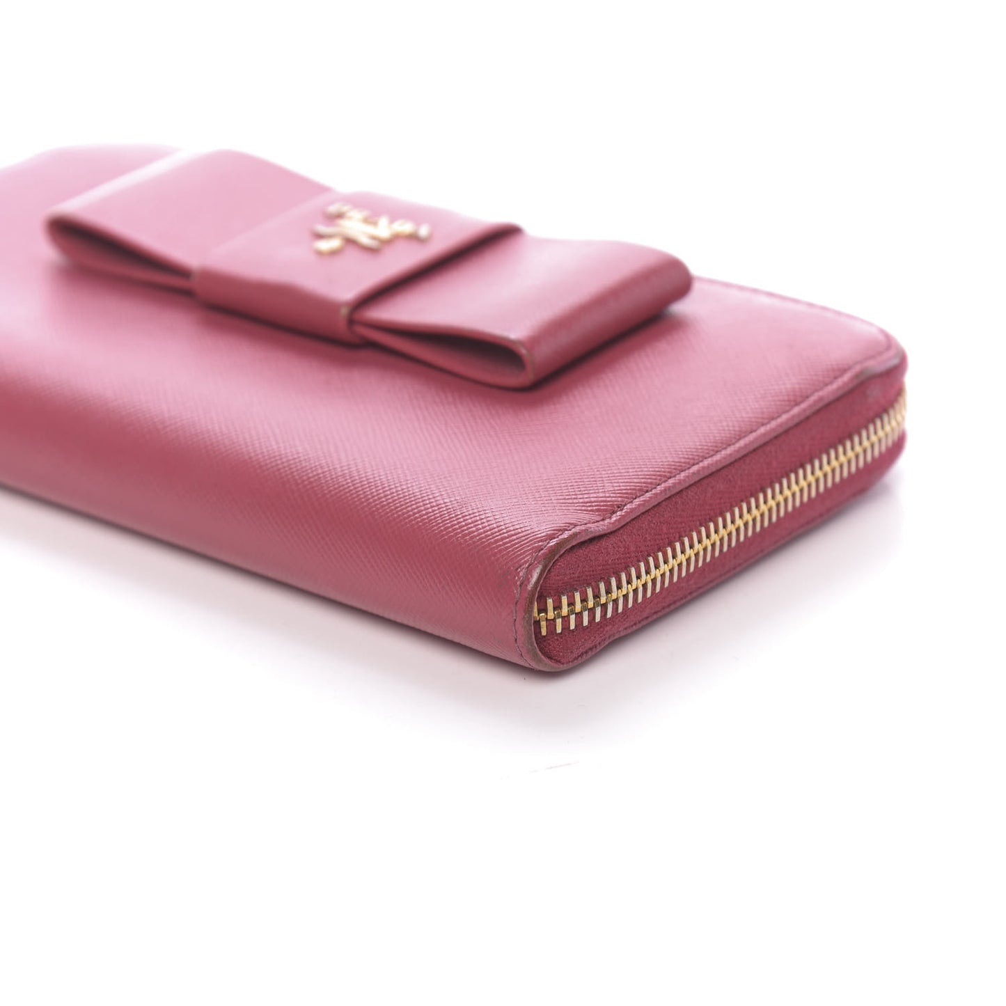 Saffiano Fiocco Bow Zip Around Wallet Peonia