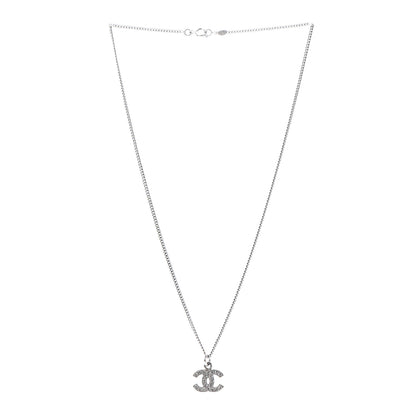 Chanel Crystal CC Necklace Silver 3 of 5