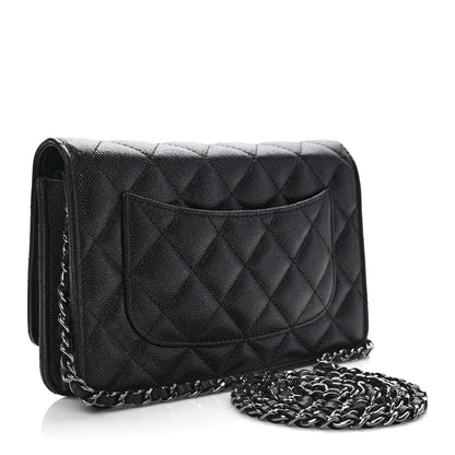 Chanel Iridescent Caviar Quilted Wallet on Chain WOC Black 3 of 10