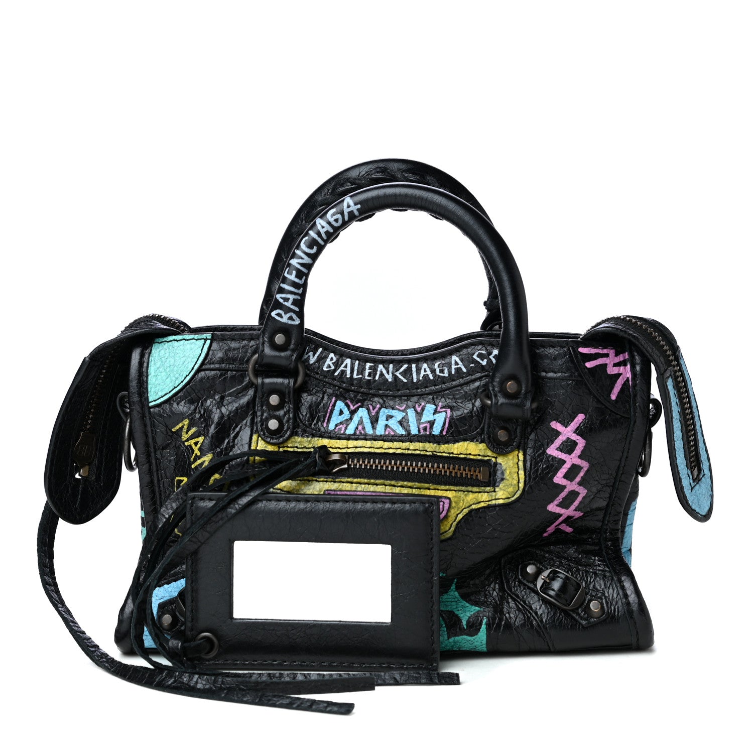 Balenciaga Agneau Graffiti Classic Hardware Nano City Black Multicolor 1 of 4