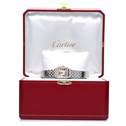 Cartier 18K White Gold Diamond 20mm Santos Demoiselle Quartz Watch 5 of 5
