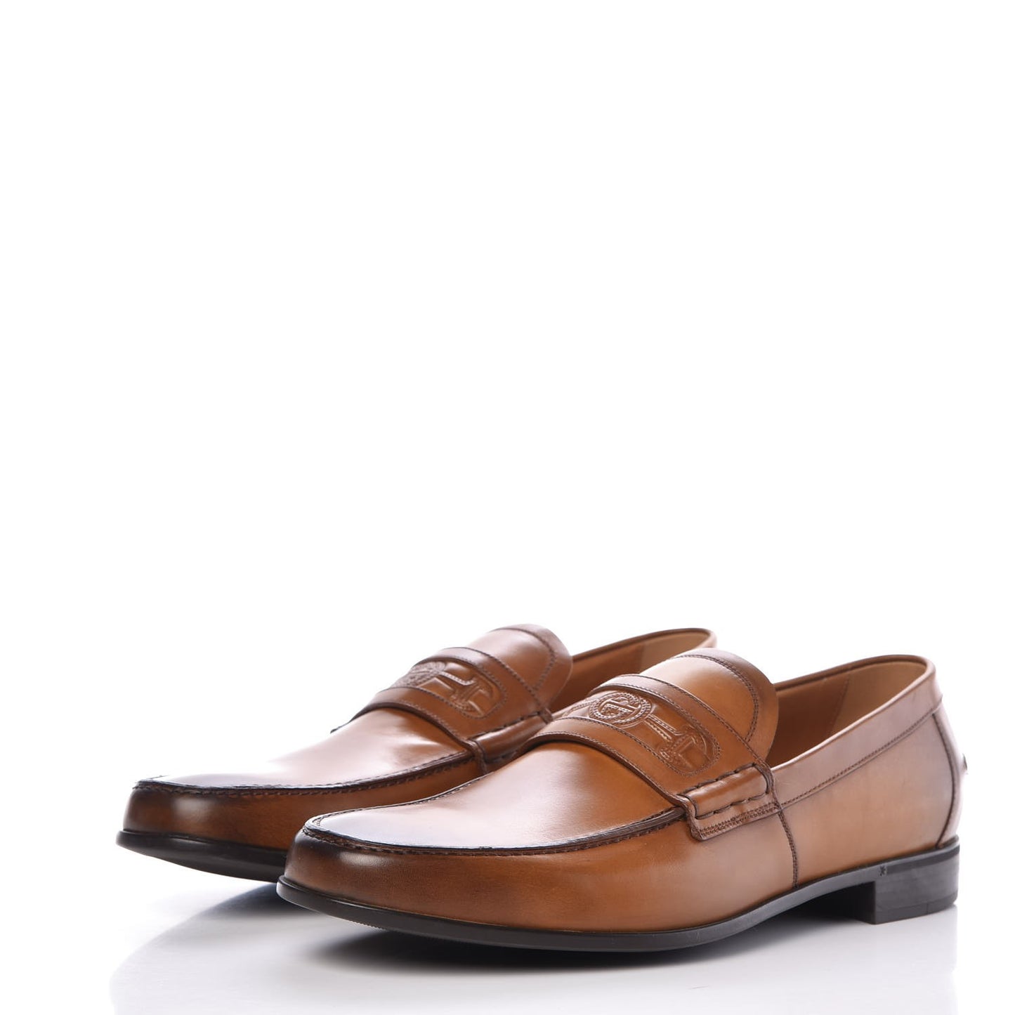 Calfskin Mens Interlocking G Loafers 8 Cuir