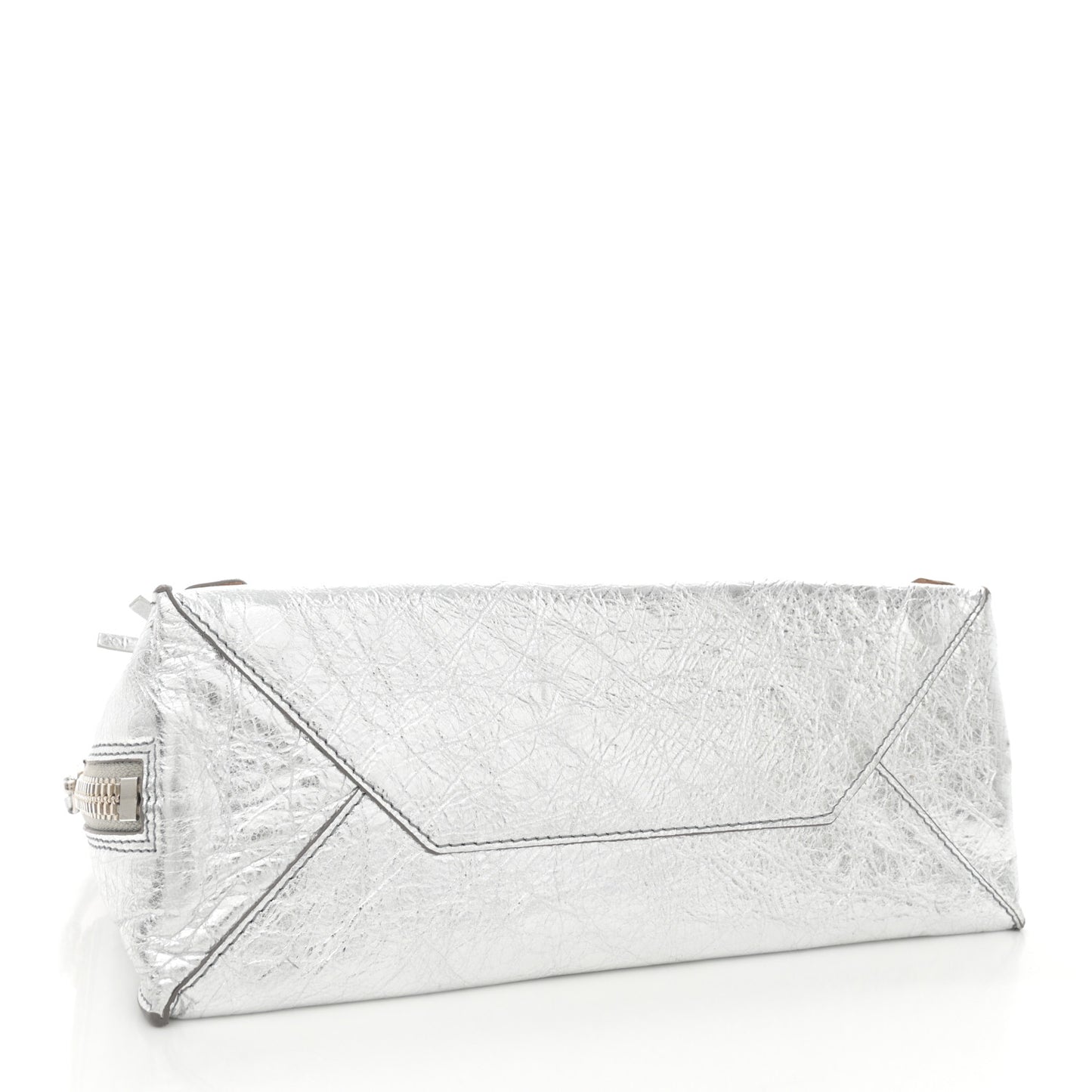 Metallic Calfskin Papier A6 Zip Around Tote Silver