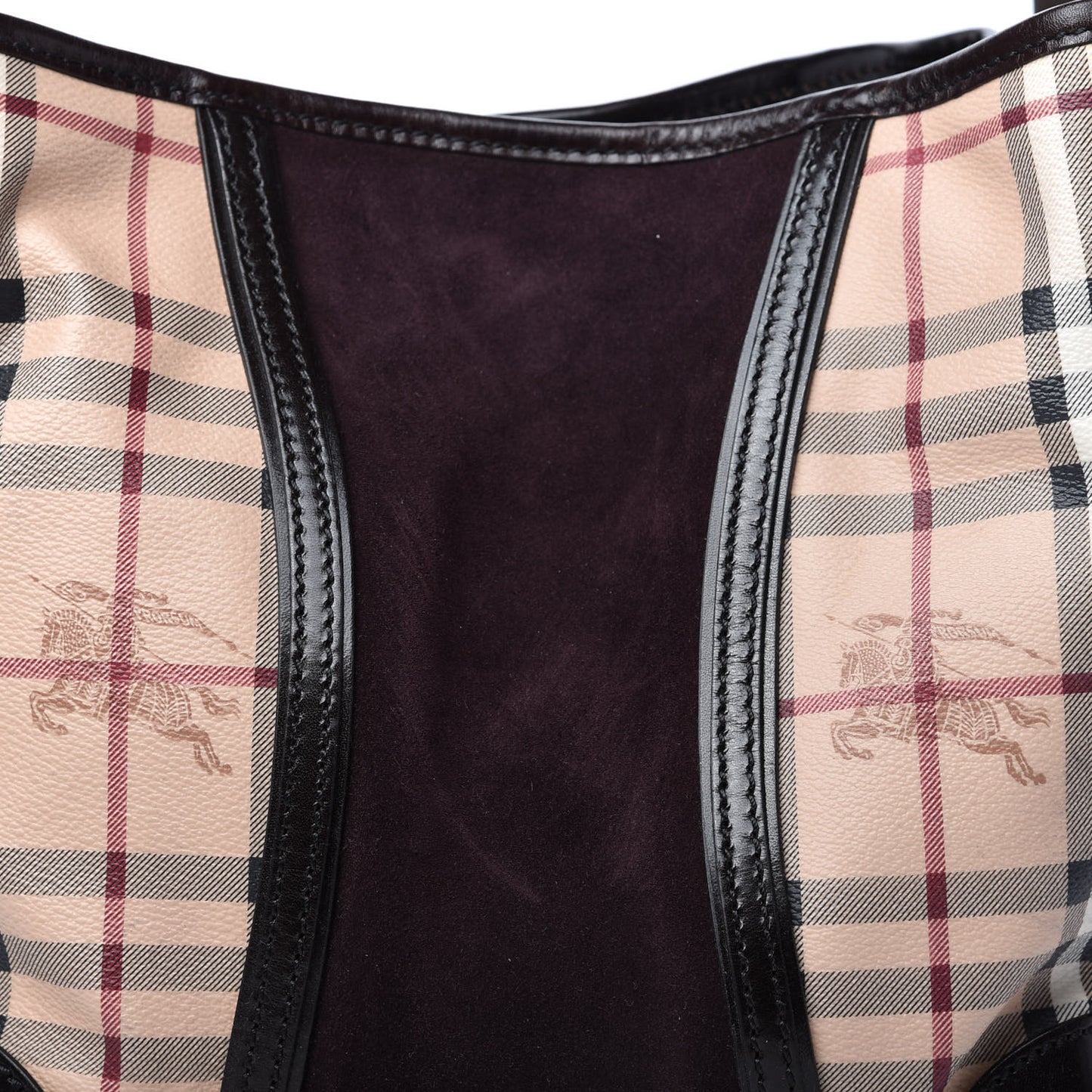 Suede Haymarket Check Colorblock Small Canterbury Tote Plum