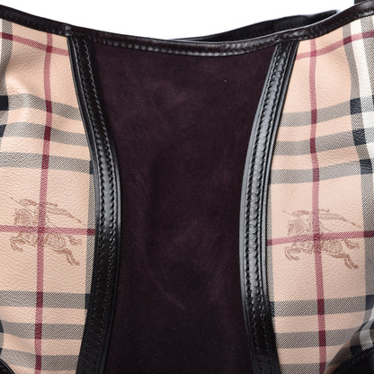 Burberry Suede Haymarket Check Colorblock Small Canterbury Tote Plum 11 of 12
