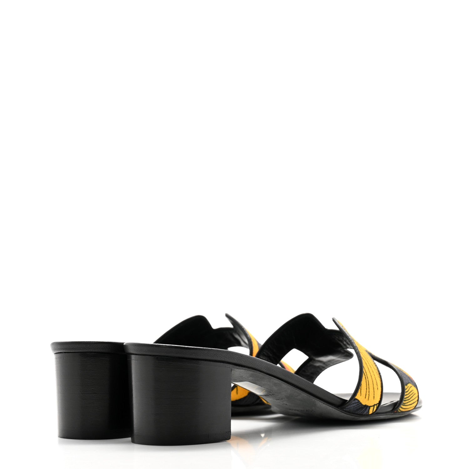 Hermes Cotton Canvas Nappa Iris Printed Oasis Sandals 41 Encre Black 4 of 9