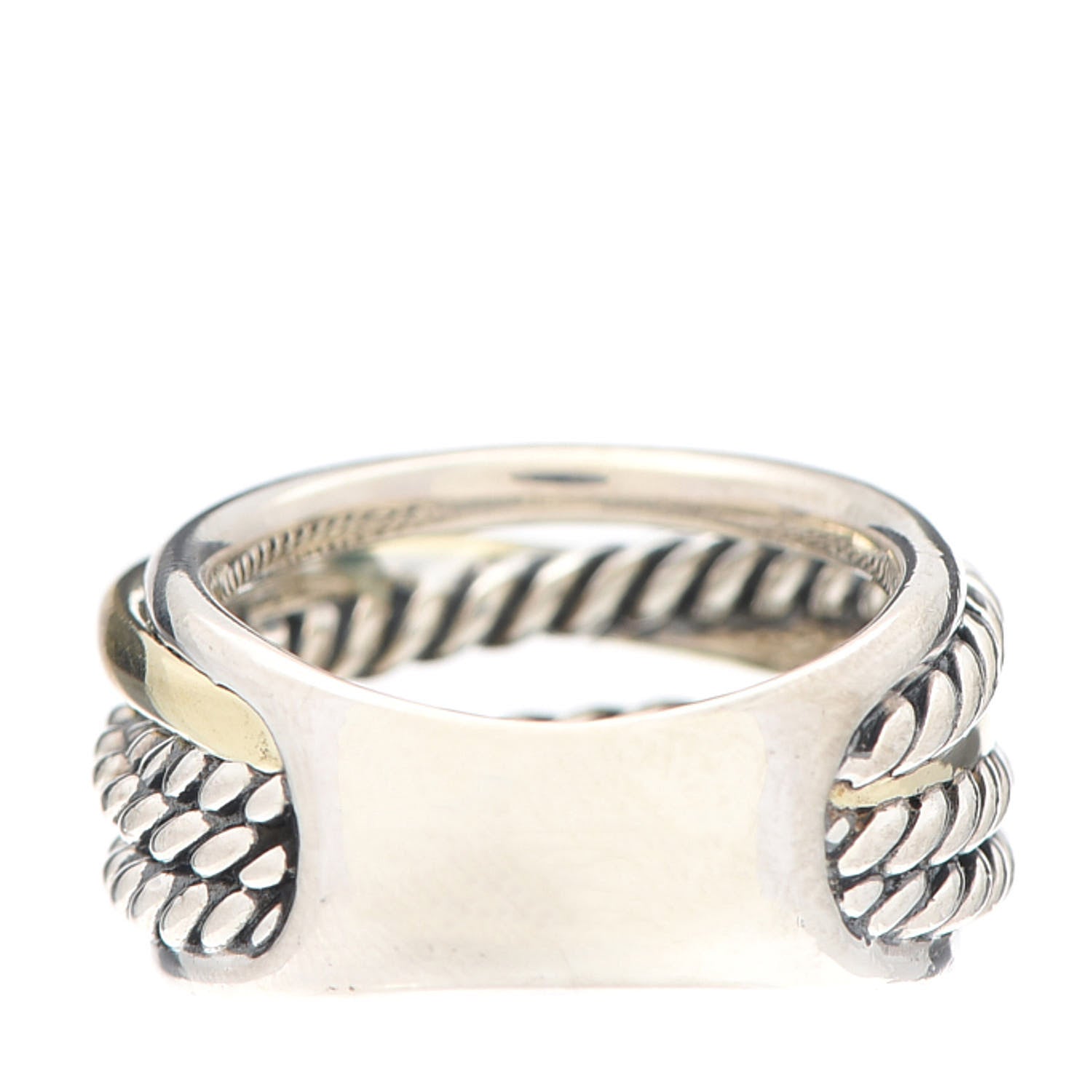 David Yurman Sterling Silver 14K Yellow Gold Wide Crossover Ring 57 8 3 of 4