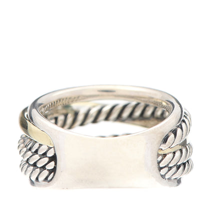 David Yurman Sterling Silver 14K Yellow Gold Wide Crossover Ring 57 8 3 of 4