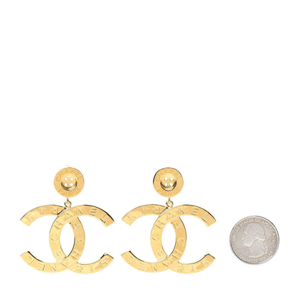 Chanel Metal Large Paris Button Earrings Gold 2 of 4