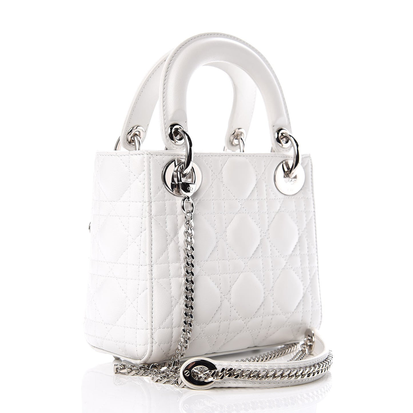 Lambskin Cannage Mini Lady Dior White