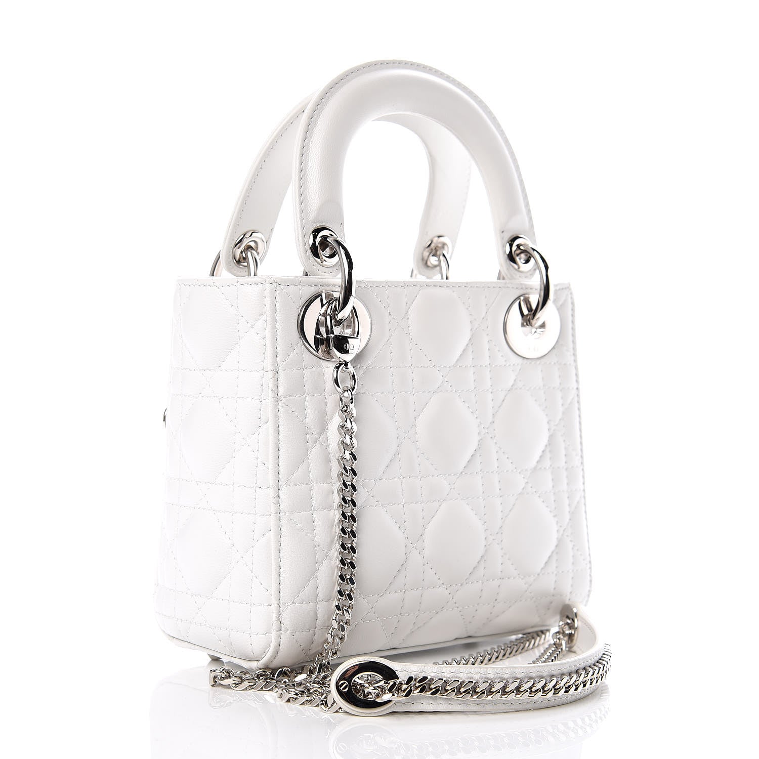 Christian Dior Lambskin Cannage Mini Lady Dior White 3 of 11