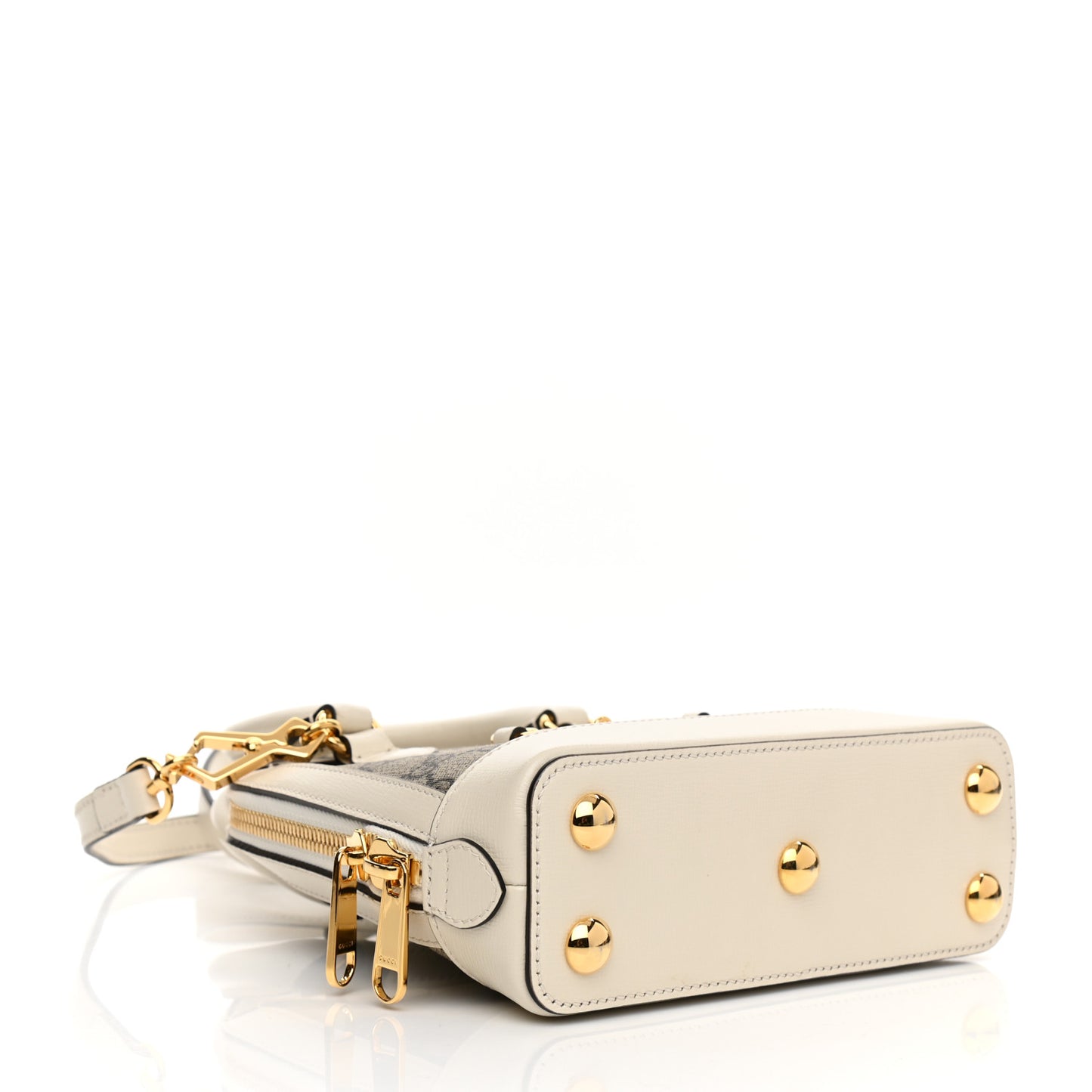 GG Supreme Monogram Azalea Calfskin Mini Horsebit 1955 Top Handle Bag Beige Ebony Mystic White