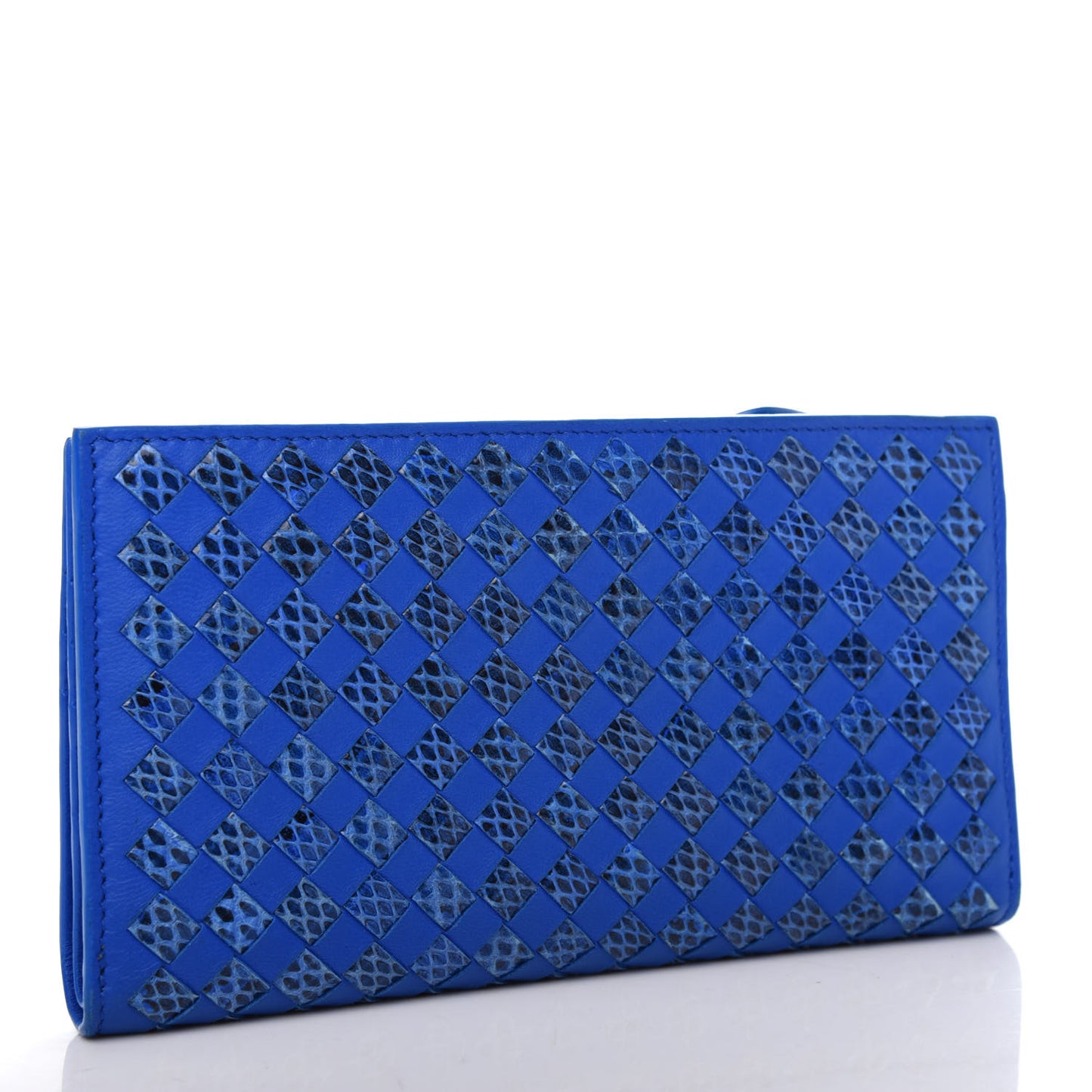 Nappa Ayers Intrecciato Clutch Wallet Blue