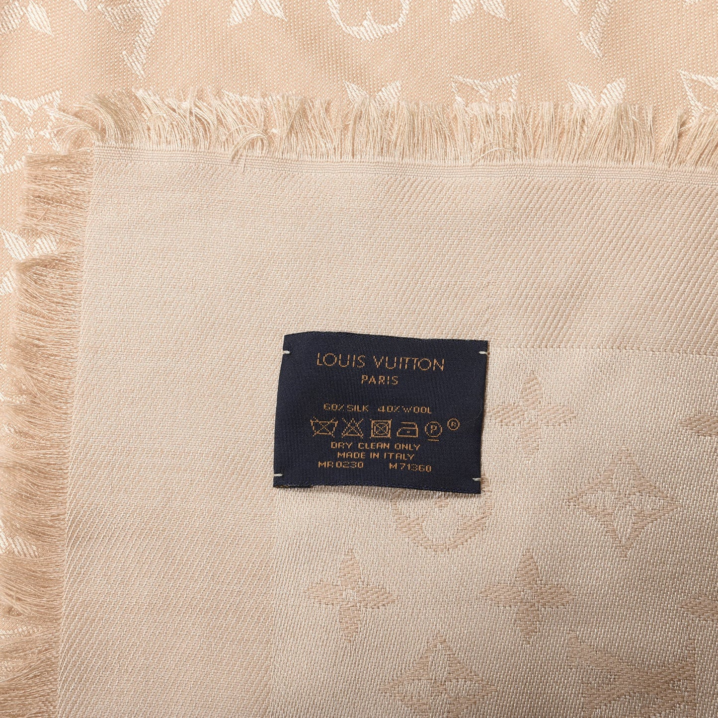 Silk Wool Monogram Shine Shawl Gold