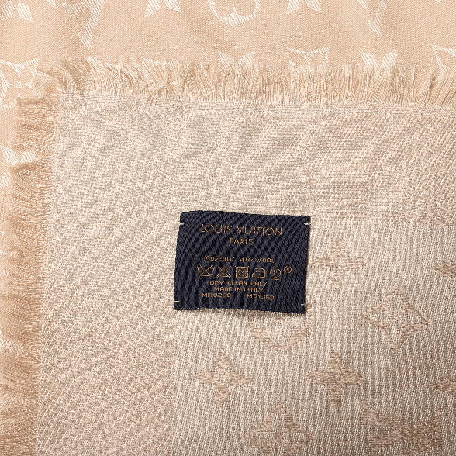 Louis Vuitton Silk Wool Monogram Shine Shawl Gold 2 of 4