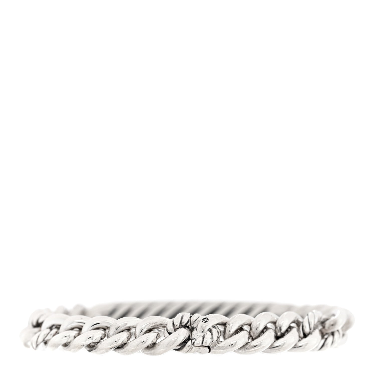 David Yurman Sterling Silver Diamond Pave Single Belmont Curb Link ID Bracelet 2 of 3