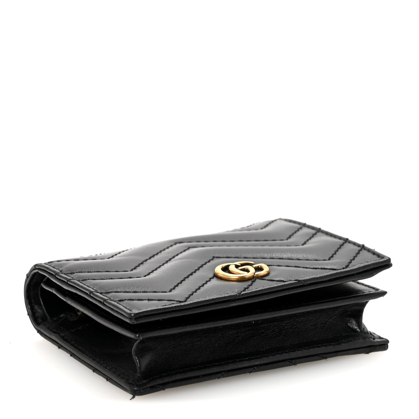 Calfskin Matelasse GG Marmont Card Case Wallet Black