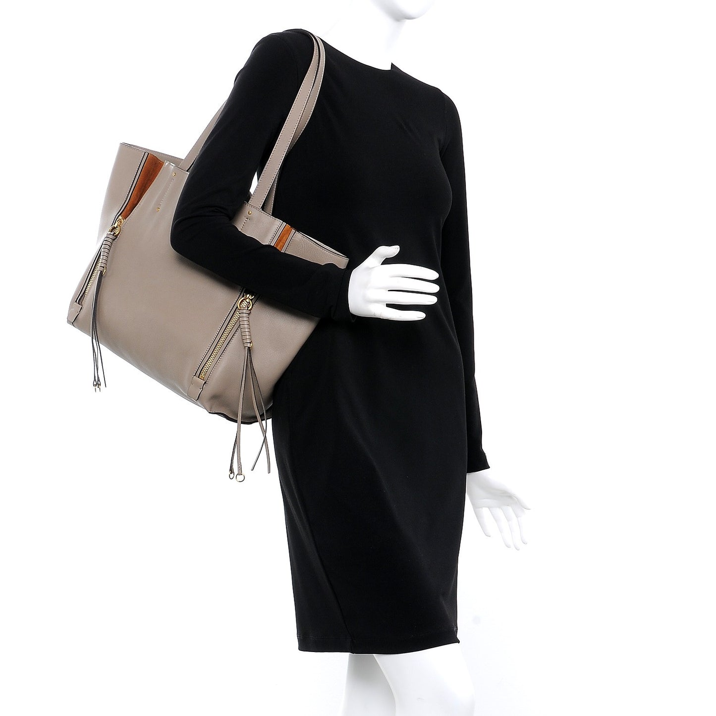 Smooth Calfskin Medium Milo Shopping Tote Motty Grey