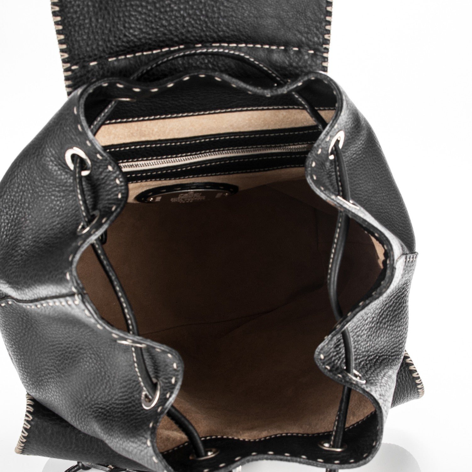 Fendi Calfskin Romano Selleria Drawstring Backpack Brown 5 of 6