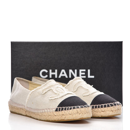 Chanel Linen CC Espadrilles 39 Beige Black 19 of 19