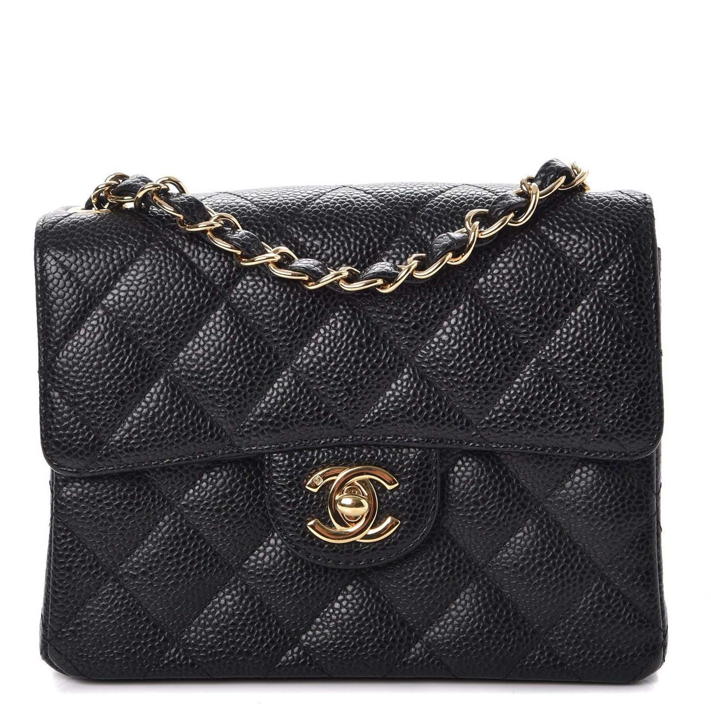 Caviar Quilted Mini Square Flap Black