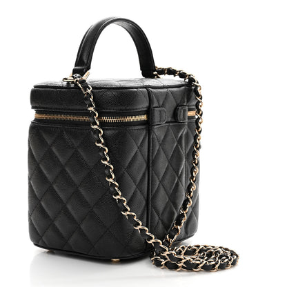 Chanel Caviar Quilted Small Top Handle Vanity Case With Chain Black 3 of 10