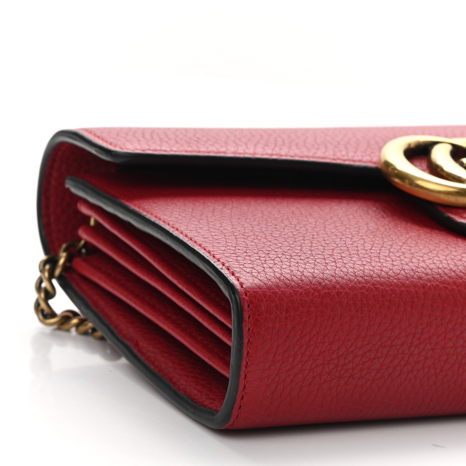 Gucci Calfskin GG Marmont Chain Wallet Vulcanic Red 9 of 11