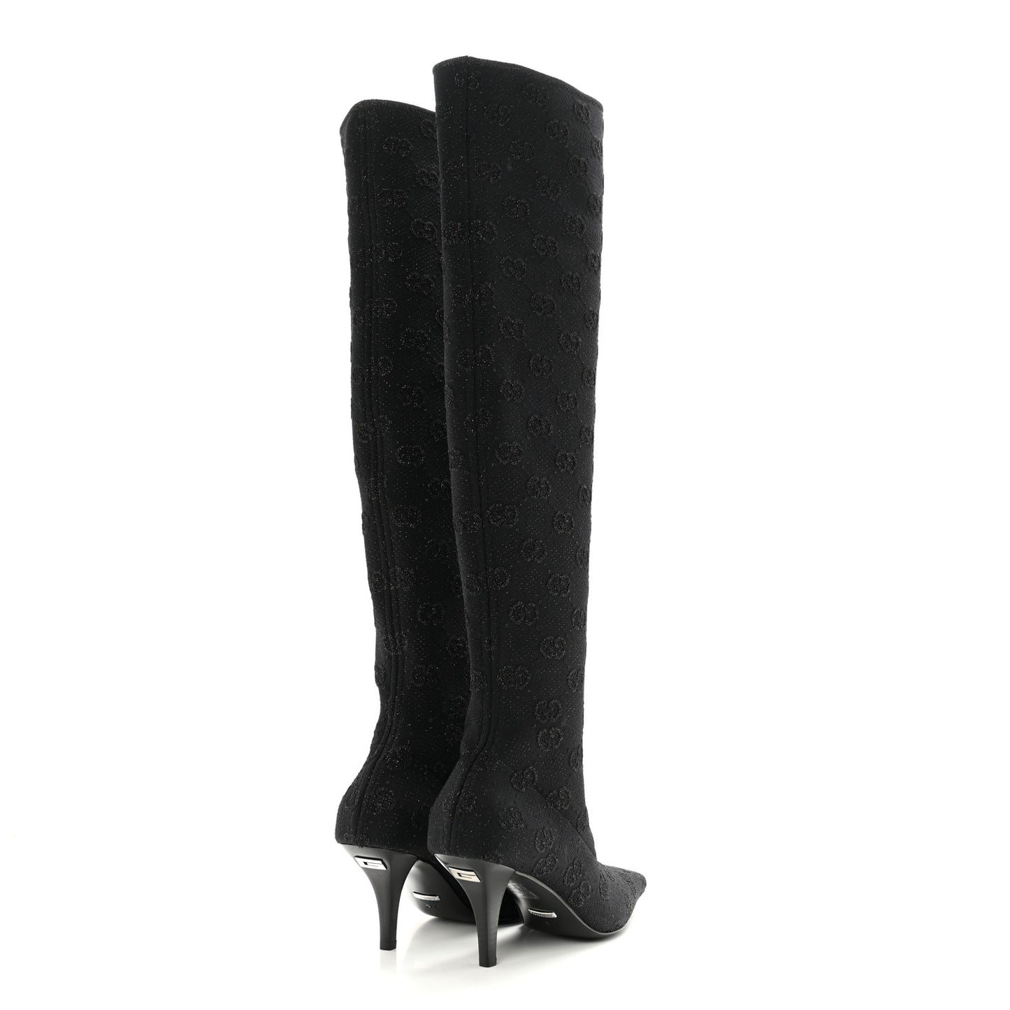 GG Jersey Knee High Boots 37.5 Black