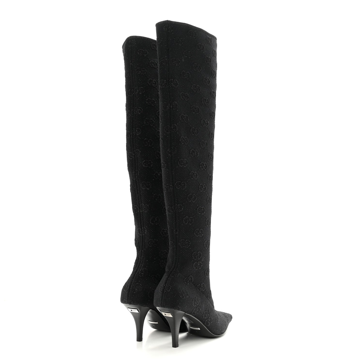 Gucci GG Jersey Knee High Boots 37.5 Black 4 of 8
