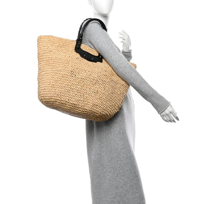 Balenciaga Raffia Woven Large Panier Tote Natural Black 2 of 11