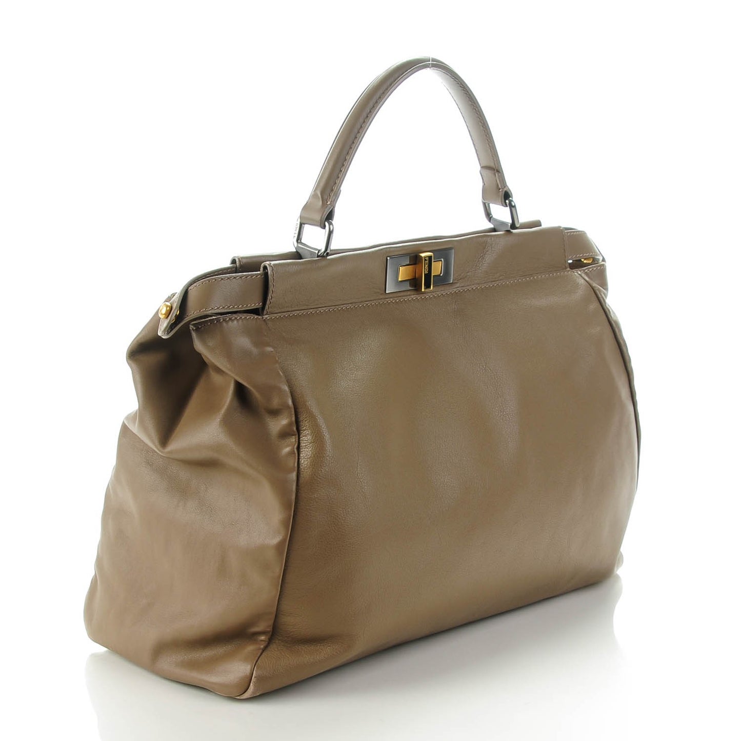 Vitello Suede Large Peekaboo Iconic Satchel Nocciola Black