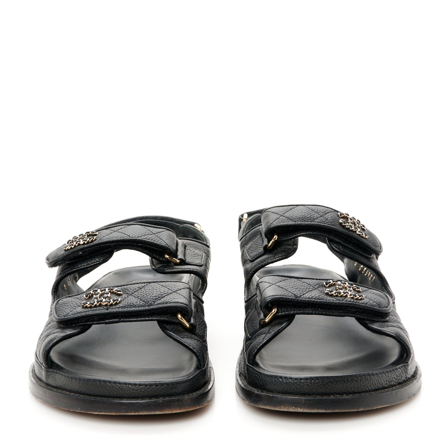 Grained Calfskin Velcro Dad Sandals 40 Black
