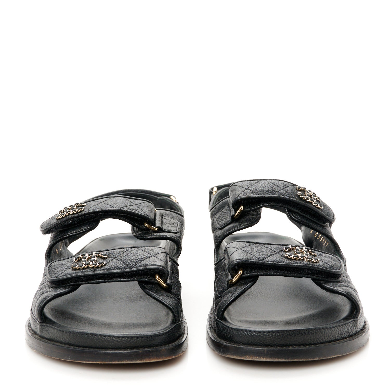 Chanel Grained Calfskin Velcro Dad Sandals 40 Black 3 of 10