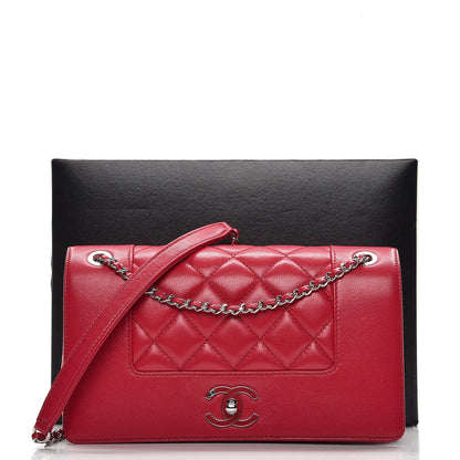 Chanel Iridescent Sheepskin Quilted Medium Vintage Mademoiselle Flap Dark Pink 8 of 8