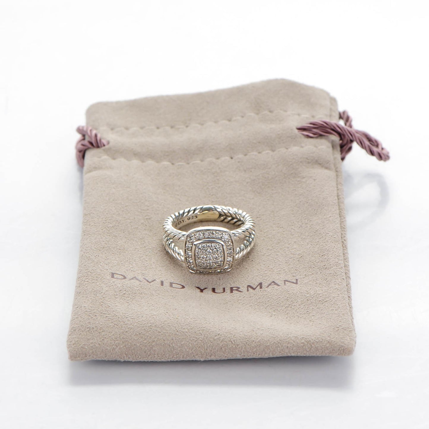 Sterling Silver Diamond 7mm Petite Albion Pave Ring 50 5.5