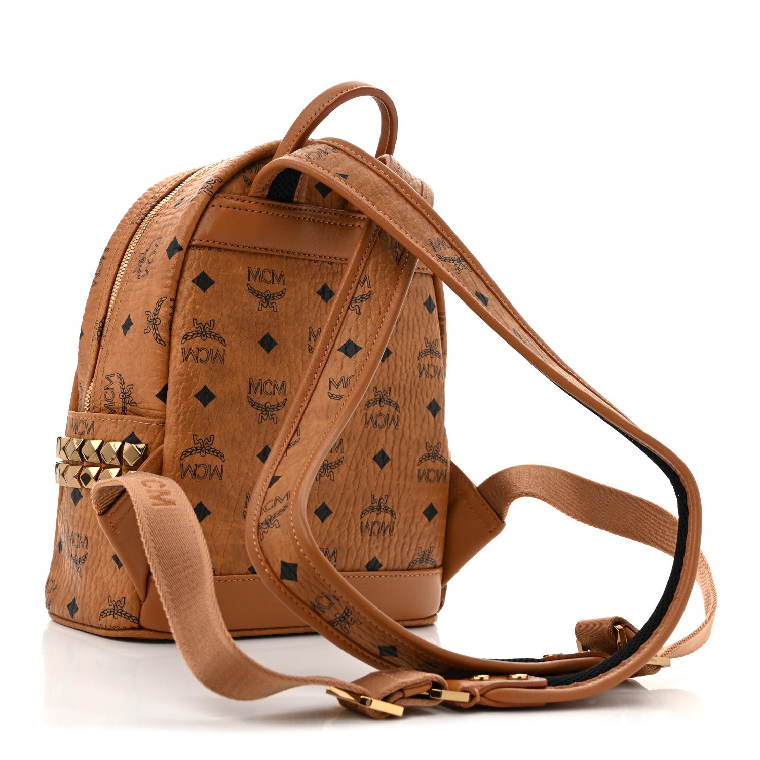 MCM Visetos Side Stud Mini Stark Backpack Cognac 3 of 11