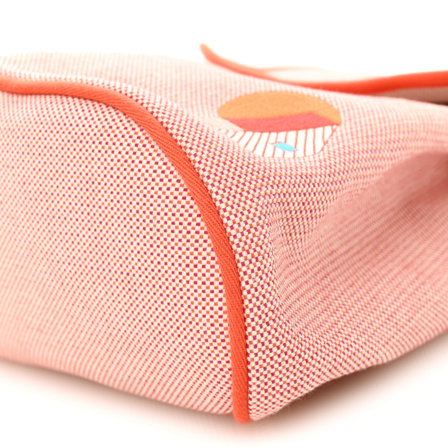 Hermes H Canvas Embroidered Les Cabanes Backpack Orange Framboise 9 of 9